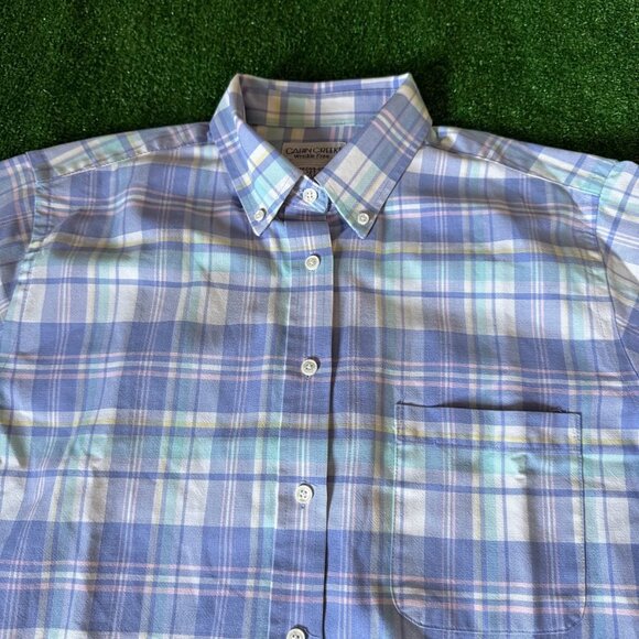 Cabin Creek Boys Button Down Oxford Shirt Pastel Plaid Wrinkle Free Size 12T - Picture 5 of 10